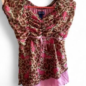 Y2k Limited Too Leopard print blouse